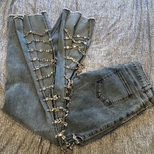 Blue B Rhinestone Embellished Women's Flare Jeans